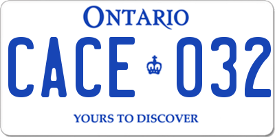 ON license plate CACE032