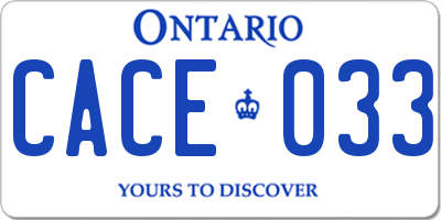 ON license plate CACE033