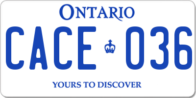 ON license plate CACE036