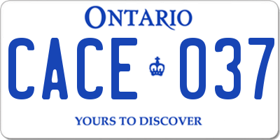 ON license plate CACE037