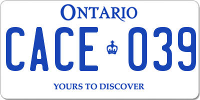 ON license plate CACE039