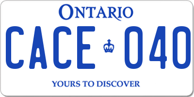 ON license plate CACE040