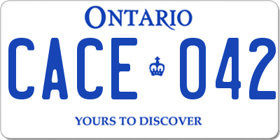 ON license plate CACE042