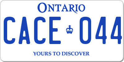 ON license plate CACE044