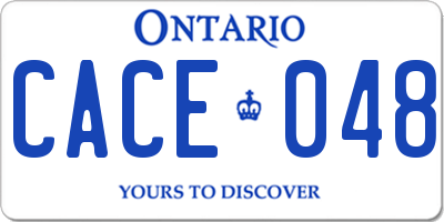 ON license plate CACE048