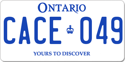 ON license plate CACE049