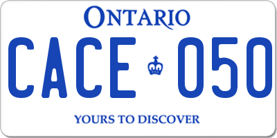 ON license plate CACE050