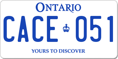 ON license plate CACE051