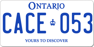 ON license plate CACE053