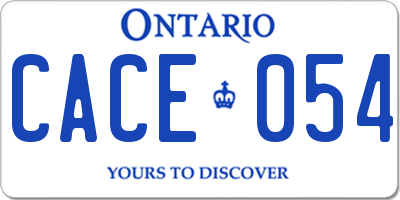 ON license plate CACE054