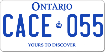 ON license plate CACE055