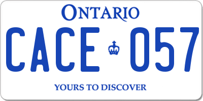 ON license plate CACE057