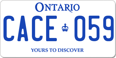 ON license plate CACE059