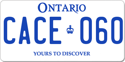 ON license plate CACE060