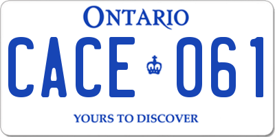 ON license plate CACE061