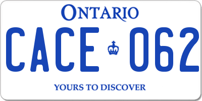 ON license plate CACE062