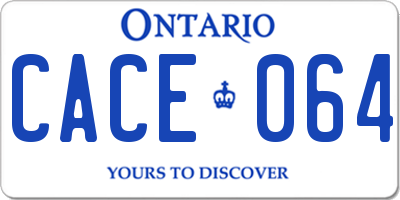 ON license plate CACE064