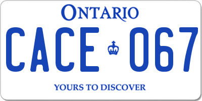 ON license plate CACE067