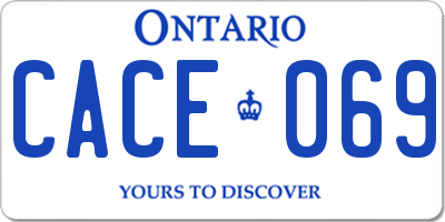 ON license plate CACE069