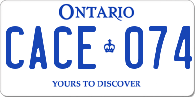 ON license plate CACE074