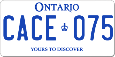 ON license plate CACE075