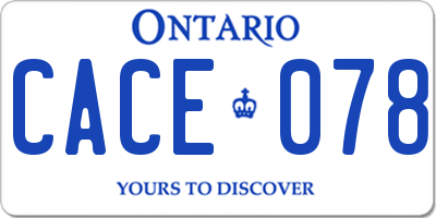 ON license plate CACE078