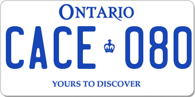 ON license plate CACE080