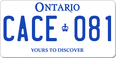 ON license plate CACE081