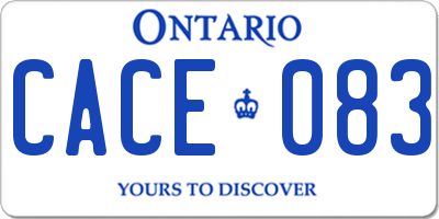 ON license plate CACE083