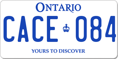 ON license plate CACE084