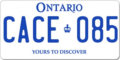 ON license plate CACE085