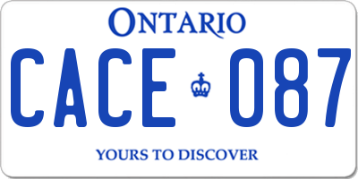 ON license plate CACE087