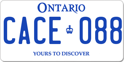 ON license plate CACE088