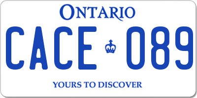 ON license plate CACE089