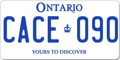 ON license plate CACE090