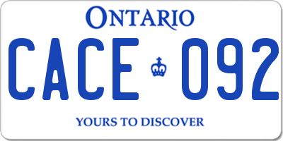 ON license plate CACE092