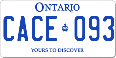 ON license plate CACE093