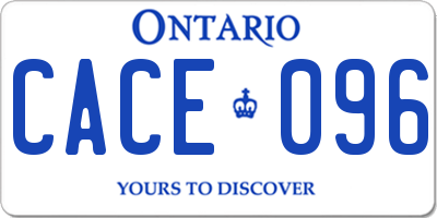 ON license plate CACE096