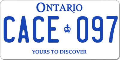 ON license plate CACE097