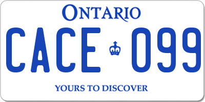 ON license plate CACE099