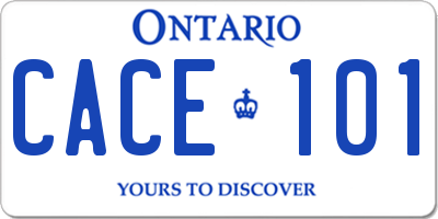 ON license plate CACE101