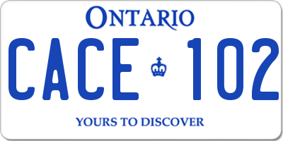 ON license plate CACE102