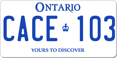 ON license plate CACE103