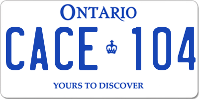 ON license plate CACE104