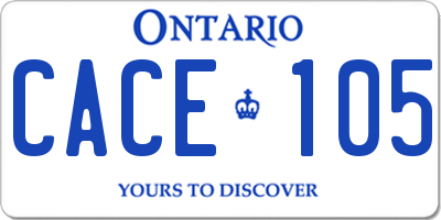 ON license plate CACE105