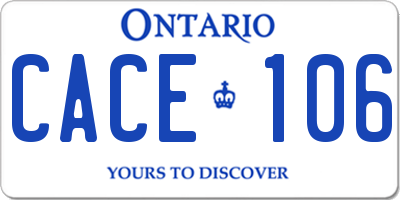 ON license plate CACE106