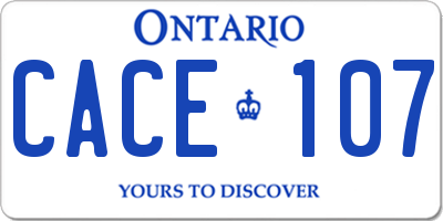 ON license plate CACE107