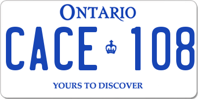 ON license plate CACE108