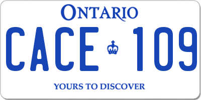 ON license plate CACE109