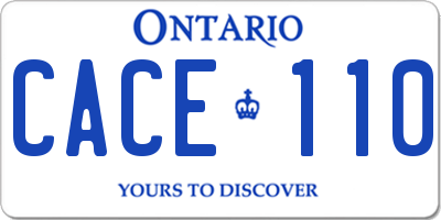 ON license plate CACE110